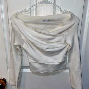 White over the shoulder sweater